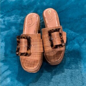 Sam Edelman Tan and Brown Mules